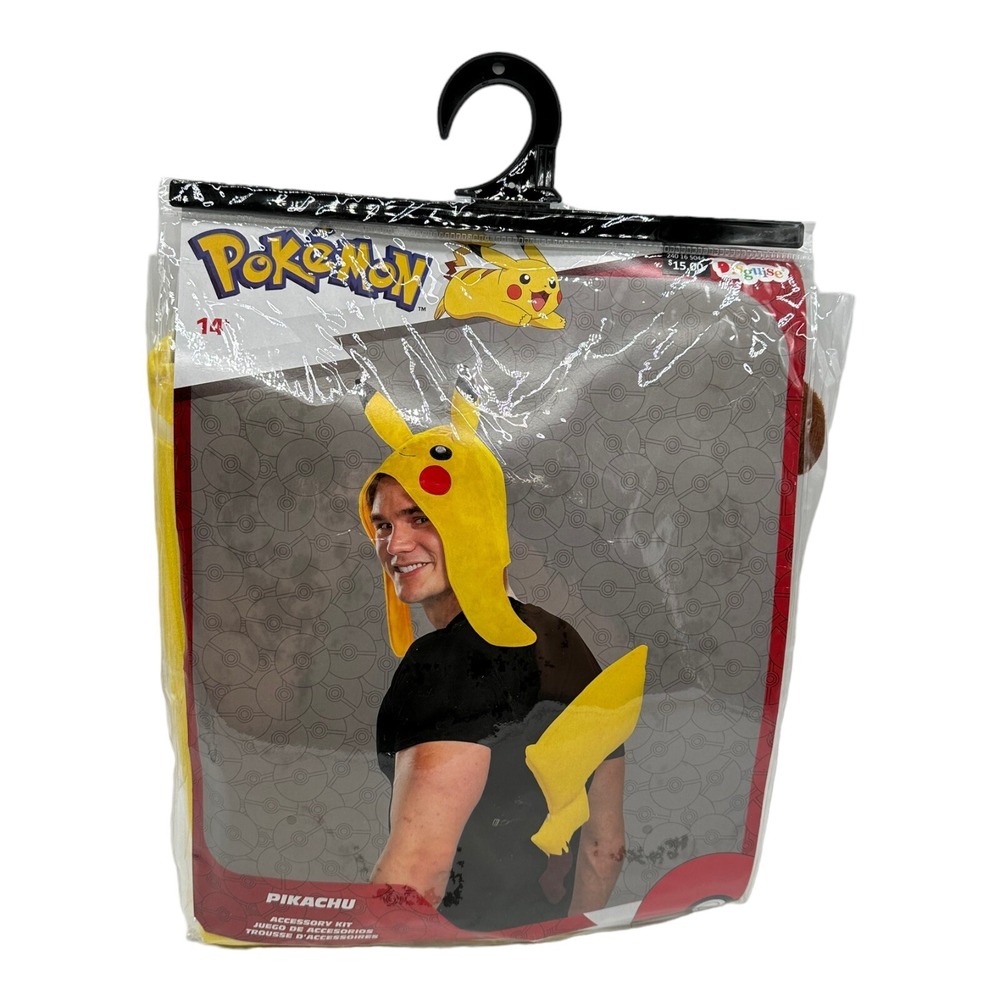 Adult Pokemon Pikachu Costume Accessory Kit Headpiece & Tail NEW